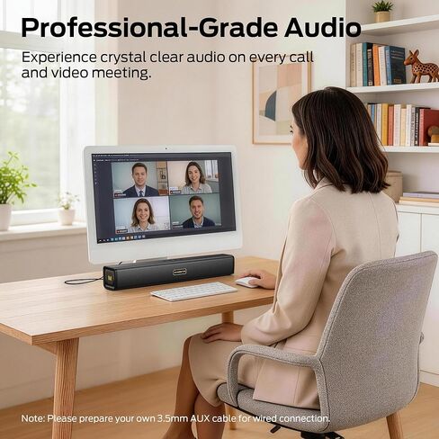 سماعات كمبيوتر Monster S220 للكمبيوتر المكتبي، مكبرات صوت 2.0 قناة للكمبيوتر الشخصي مع غشاء جهير مزدوج، بلوتوث 6.0 و3.5 مم Aux-in PC Soundbar، شريط صوت كمبيوتر مدمج لسطح المكتب/الكمبيوتر المحمول/الشاشة/الكمبيوتر اللوحي in Kuwait