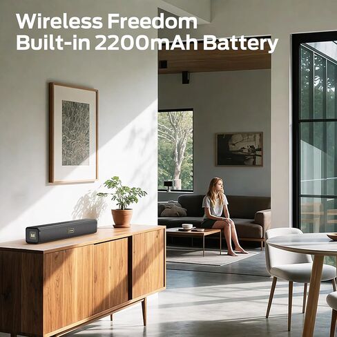 سماعات كمبيوتر Monster S220 للكمبيوتر المكتبي، مكبرات صوت 2.0 قناة للكمبيوتر الشخصي مع غشاء جهير مزدوج، بلوتوث 6.0 و3.5 مم Aux-in PC Soundbar، شريط صوت كمبيوتر مدمج لسطح المكتب/الكمبيوتر المحمول/الشاشة/الكمبيوتر اللوحي in Kuwait