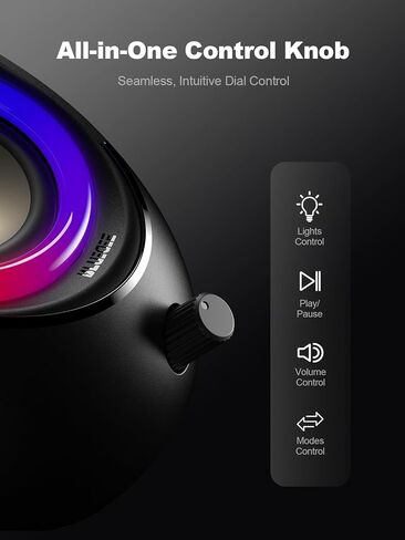 سماعات كمبيوتر Bluedee مع مضخم صوت، مكبرات صوت 2.1 للكمبيوتر مع صوت جهير عميق وطاقة ذروة 80 وات، تعمل بمحول، بلوتوث 5.4 وUSB/USB-C/AUX-in، مكبرات صوت سطح المكتب RGB للكمبيوتر والكمبيوتر المحمول والشاشة in Kuwait