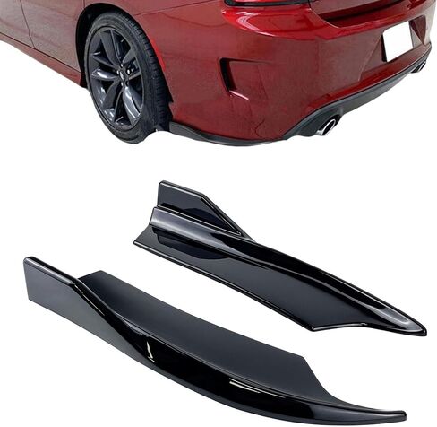 Rear Bumper Lip Side Apron Spat Valance Compatible with Dodge Charger 2015-2021 SRT Not Widebody V2 Style 1 Pair (Carbon Fiber Style) in Kuwait