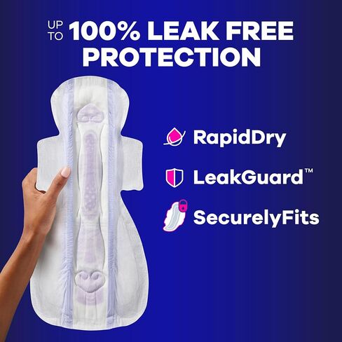 Always Maxi Overnight Feminine Pads with Wings for Women, Size 6, Ultimate Heavy Overnight Absorbency, Unscented, Up to 100% Leak-Free Protection, 21 Count in Saudi Arabia