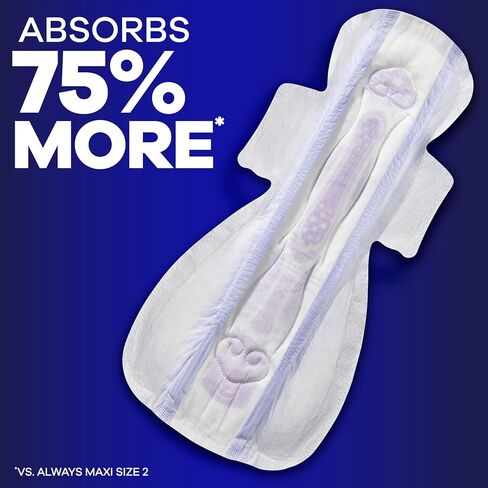 Always Maxi Overnight Feminine Pads with Wings for Women, Size 6, Ultimate Heavy Overnight Absorbency, Unscented, Up to 100% Leak-Free Protection, 21 Count in Saudi Arabia