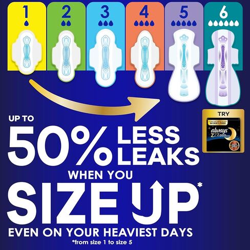 Always Maxi Overnight Feminine Pads with Wings for Women, Size 6, Ultimate Heavy Overnight Absorbency, Unscented, Up to 100% Leak-Free Protection, 21 Count in Saudi Arabia