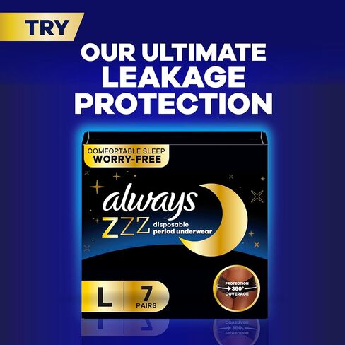 Always Maxi Overnight Feminine Pads with Wings for Women, Size 6, Ultimate Heavy Overnight Absorbency, Unscented, Up to 100% Leak-Free Protection, 21 Count in Saudi Arabia