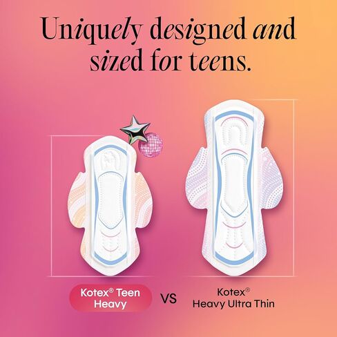 Kotex Ultra Thin Teen Pads with Wings, Heavy Absorbency, 36 Count (Packaging May Vary) in Kuwait