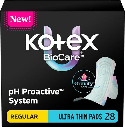 Kotex BioCare Ultra Thin Overnight Pads with Wings, Heavy Absorbency, 20 Count (Packaging May Vary) in Kuwait