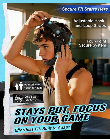 Wrestling Headgear, Youth Wrestling Headgear for Men with Chin Cup & Pad, Sorf Ear Guard for MMA, Jiu-Jitsu (for Users Age 10+) in Saudi Arabia