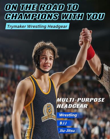 Wrestling Headgear, Youth Wrestling Headgear for Men with Chin Cup & Pad, Sorf Ear Guard for MMA, Jiu-Jitsu (for Users Age 10+) in Saudi Arabia