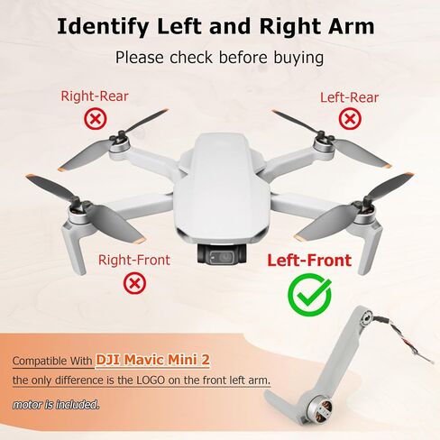 Left Front MotorArm for DJI Mavic Mini 2 Arms Replacement for Mavic Mini 2 Arm Drone Accessories Parts with Repair Tools (Left Front) in Saudi Arabia
