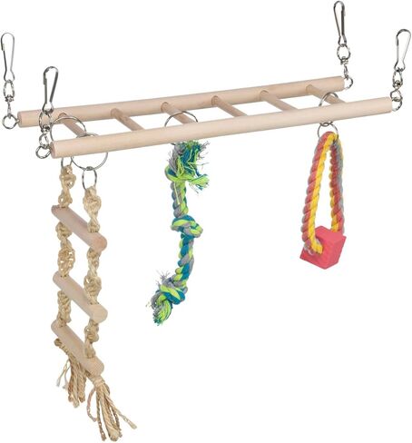TRIXIE Small Animal Suspension Bridge, Hanging Cage Accessory with Hammock and Climbing Toys - Ladder and Ring, Ideal for Rats, Ferrets, Guinea Pigs, Mice in Kuwait