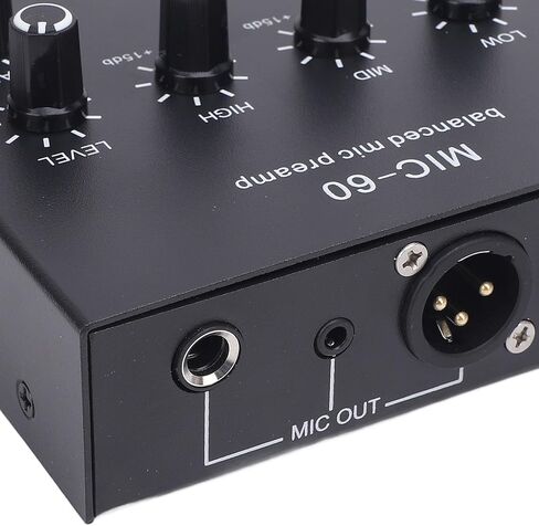 معزز ميكروفون Preamp Gain Mic Booster، 48V XLR متوازن ديناميكي ومكثف ميكروفون Preamp لتسجيل الاستوديو والبث المباشر in Saudi Arabia