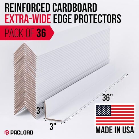 Extra-Wide 36" x 3" x 3" Reinforced Cardboard Edge Protectors (Pack of 100) – 0.225" Heavy-Duty Thickness – Cardboard Edge Protectors for Shipping – American Quality Pallet Edge Protector in Saudi Arabia