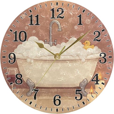 Silent Wall Clock for Bathroom Decorarion, Battery Powered No Ticking 10 Inch Round Small Plastic Horloge for Home, Living Room in Saudi Arabia