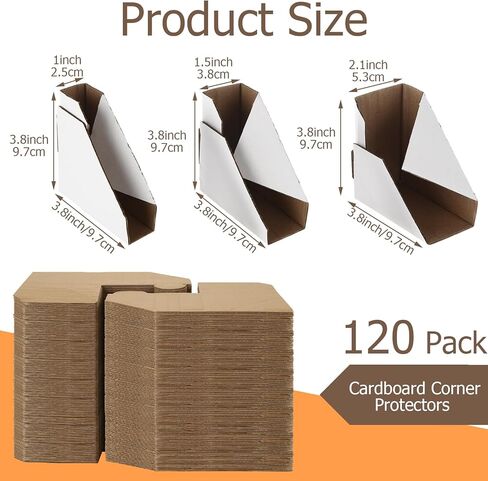 120 حزمة من واقيات الزوايا من الورق المقوى القابلة للتعديل، واقيات زوايا إطار الصورة للشحن تناسب إطارات مقاس 1 بوصة و1.5 بوصة و2.1 بوصة، وزاوية التعبئة من الورق المقوى، وزوايا الشحن من الورق المقوى in Kuwait