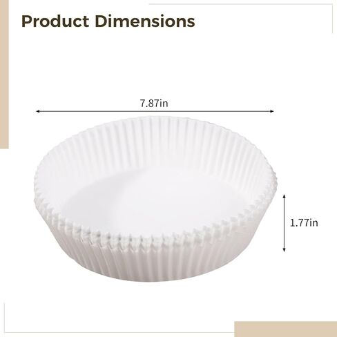 Air Fryer Liners 100 Pcs, 8 in Baking Sheets, Disposable Round Oil Proof Paper Bowls, Brown Design, Stackable in Saudi Arabia