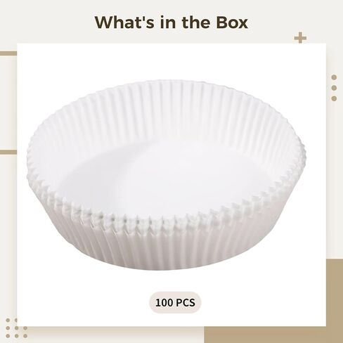Air Fryer Liners 100 Pcs, 8 in Baking Sheets, Disposable Round Oil Proof Paper Bowls, Brown Design, Stackable in Saudi Arabia