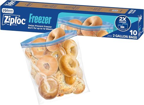 Ziploc Two Gallon Food Storage Freezer Bags, 30ct Total, Easy Open and Close, 10 Count, Pack of 3 in Kuwait