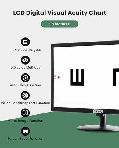 Huanyu Visual Acuity Chart Digital 23inch LCD Electronic Optical Eye Charts with 44+ Visual Targets and 5 Display Methods Optometry Tester Projector with Remote in Saudi Arabia