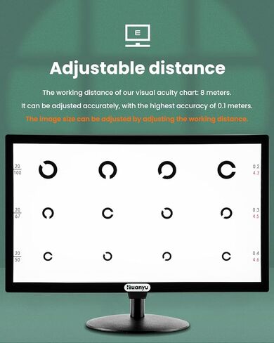 Huanyu Visual Acuity Chart Digital 23inch LCD Electronic Optical Eye Charts with 44+ Visual Targets and 5 Display Methods Optometry Tester Projector with Remote in Saudi Arabia