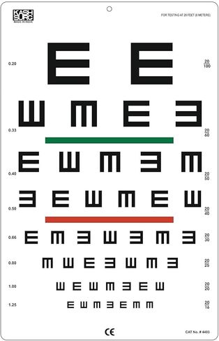 Illiterate Landolt"E" Charts with Red/Green Lines 20 Feet in Saudi Arabia