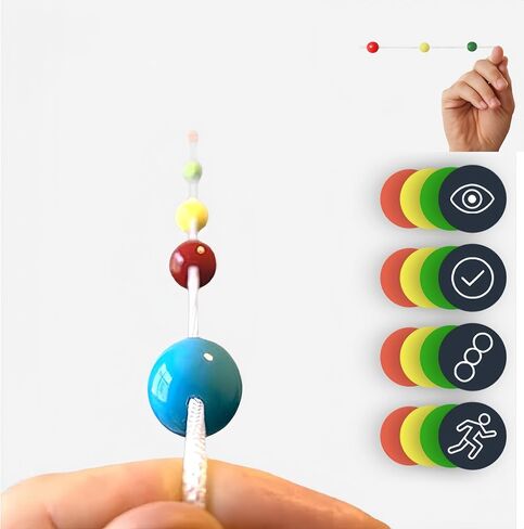 مخطط العين ورقعة العين، سلسلة خرز بروك، سلسلة 10 أقدام مع 3 خرزات منزلقة ونظارات تركيز، قصور تقارب العين - تدريب التنسيق بين اليد والعين - رؤية أفضل للرياضة الرياضية in Saudi Arabia