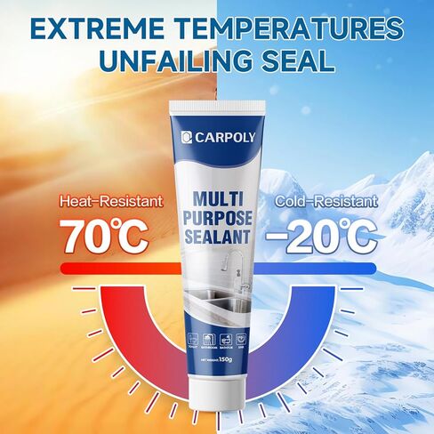 Silicone Caulk for Kitchen & Bathroom, Waterproof White Caulk for Sink, Toilets, Windows, Doors, Strong Adhesion, Shrink & Crack Proof,Long-Lasting(White, 5.29oz) in Saudi Arabia