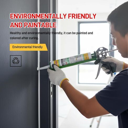 VGS66 Beauty Silicone Sealant for Trim & Baseboards - Flexible Interior Gap Filler for Crown Molding, Door Frames & Woodwork - Easy Water Clean-Up, Paint-Ready in 30 Mins, White in Kuwait