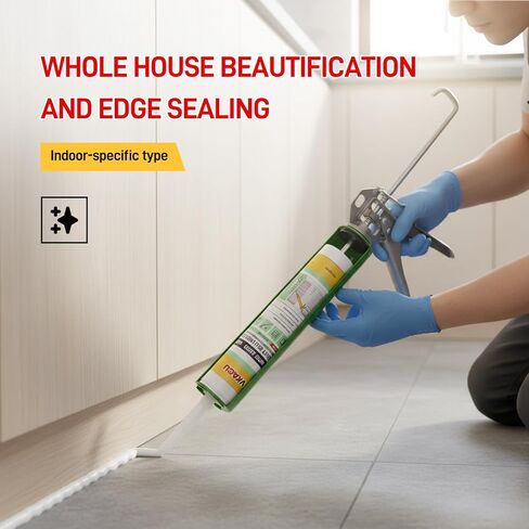 VGS66 Beauty Silicone Sealant for Trim & Baseboards - Flexible Interior Gap Filler for Crown Molding, Door Frames & Woodwork - Easy Water Clean-Up, Paint-Ready in 30 Mins, White in Kuwait
