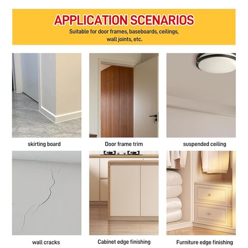 VGS66 Beauty Silicone Sealant for Trim & Baseboards - Flexible Interior Gap Filler for Crown Molding, Door Frames & Woodwork - Easy Water Clean-Up, Paint-Ready in 30 Mins, White in Kuwait