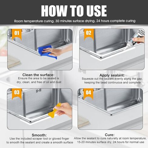 JAOJAO Gray Silicone Caulk, Waterproof Caulking Sealant with Scraper and Sticker, Fast-Curing for Bathroom, Kitchen, Windows & Exterior Use - DIY Homeowners & Contractors, 150ml in Kuwait