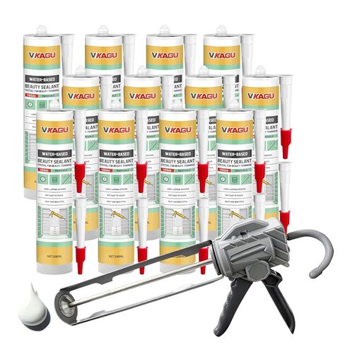 VGS66 Beauty Silicone Sealant للحواف وألواح القاعدة - حشو فجوات داخلية مرنة لقولبة التاج وإطارات الأبواب والأعمال الخشبية - تنظيف سهل بالماء، جاهز للطلاء في 30 دقيقة، أبيض in Kuwait