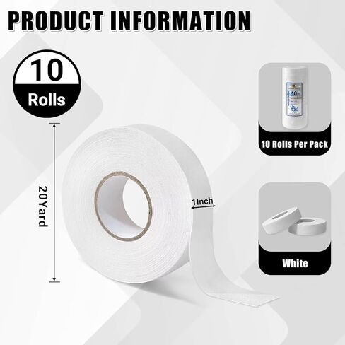 شريط هوكي أبيض 10 لفات، شريط قماشي مضاد للانزلاق، غلاف عصا متعدد الاستخدامات لعصي الهوكي، مضارب البيسبول، الملاكمة، تسلق الصخور، شريط السحب والعتاد الرياضي in Kuwait