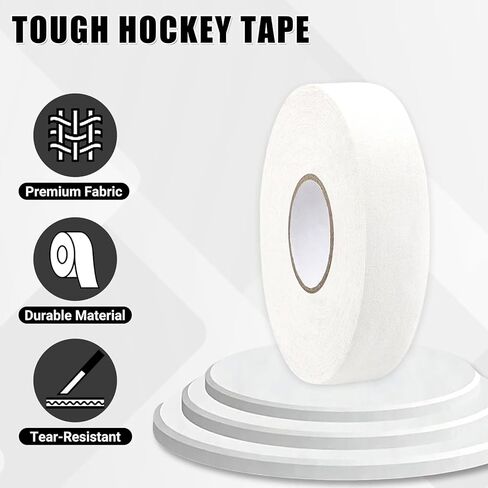 شريط هوكي أبيض 10 لفات، شريط قماشي مضاد للانزلاق، غلاف عصا متعدد الاستخدامات لعصي الهوكي، مضارب البيسبول، الملاكمة، تسلق الصخور، شريط السحب والعتاد الرياضي in Kuwait