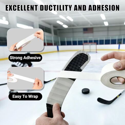 شريط هوكي أبيض 10 لفات، شريط قماشي مضاد للانزلاق، غلاف عصا متعدد الاستخدامات لعصي الهوكي، مضارب البيسبول، الملاكمة، تسلق الصخور، شريط السحب والعتاد الرياضي in Kuwait