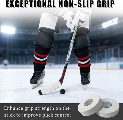 شريط هوكي أبيض 10 لفات، شريط قماشي مضاد للانزلاق، غلاف عصا متعدد الاستخدامات لعصي الهوكي، مضارب البيسبول، الملاكمة، تسلق الصخور، شريط السحب والعتاد الرياضي in Kuwait