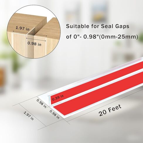 TAROSE 20Ft T-Shaped Door Draft Stopper, Silicone Weather Stripping Seal Tape for Doors and Windows in Kuwait
