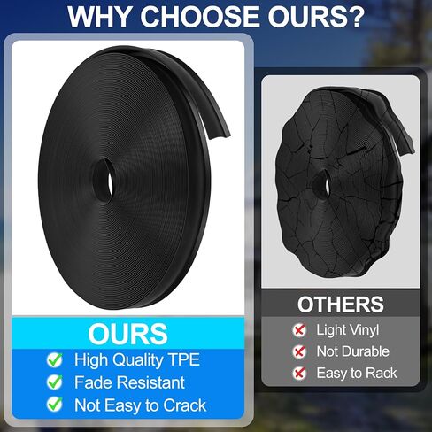 1 "RV Trim Moulding Insert، 100 FT Heavy Duty RV TPE Trim Moulding Weather تجريد استبدال خارجي، غطاء لولبي مقاوم للماء لقناة قارب مقطورة السفر، أسود in Kuwait