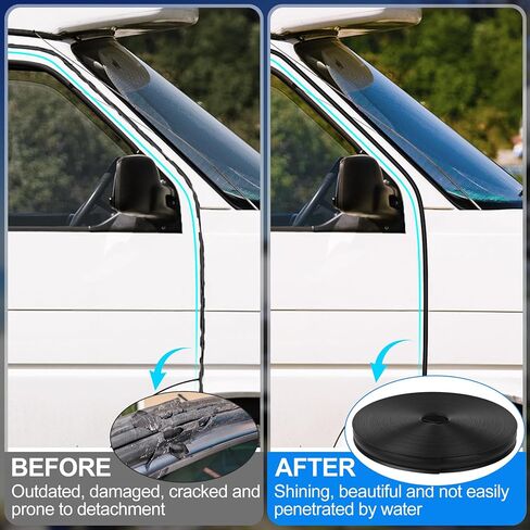 1 "RV Trim Moulding Insert، 100 FT Heavy Duty RV TPE Trim Moulding Weather تجريد استبدال خارجي، غطاء لولبي مقاوم للماء لقناة قارب مقطورة السفر، أسود in Kuwait