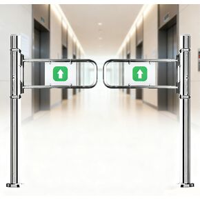 بوابة تأرجح أوتوماتيكية ذات مدخل عريض من الفولاذ المقاوم للصدأ، باب يدوي، بوابة تأرجح أوتوماتيكية في اتجاهين مع ميزة أمان ذاتية الإغلاق لمحلات السوبر ماركت والمستودعات، فتحة 180 درجة، عمود متين in Kuwait