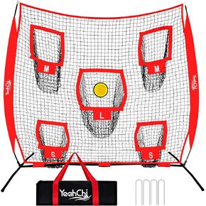 7x7ft Football Throwing Net with 5 Different Sized Targets,Circular Target for More Acurrecy Training,Football Training Net with Compact Carrying Bag in Kuwait