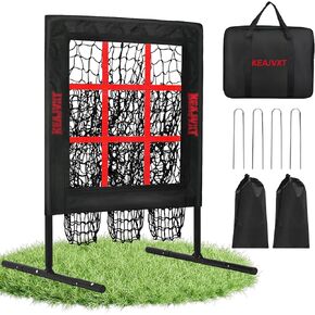 9 Hole Pitching Net with Strike Zone, Baseball Softball Pitching Target, Portable Adjustable Height Pitcher Training Equipment, More Stable Base Design in Saudi Arabia