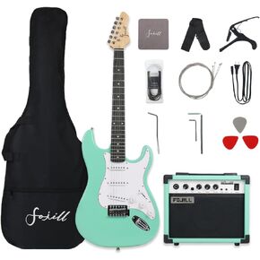 Fojill 39 Inch Electric Guitar Kit Set Beginner Starter Combo Package Bundle 20W Amplifier Amp Accessory Padded gig Bag,Picks, Cable,Strap,Extra Strings in Kuwait