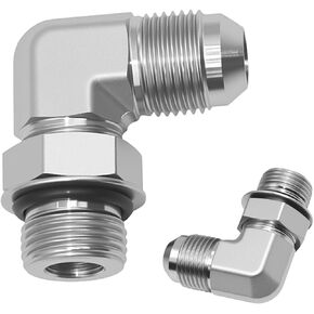1/4" Male JIC 37° x 3/8" Male SAE ORB 90° Elbow Adapter, 6801-04-06 Hydraulic Fitting, SAE J514 & J1926 Standards Carbon Steel Pipe Joints Connector for Hydraulic Systems (2 Pack) in Kuwait