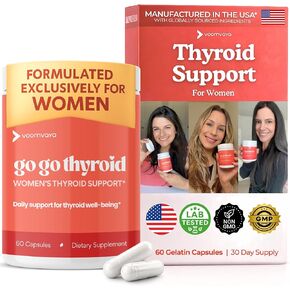 VoomVaya Go Go Thyroid - دعم الغدة الدرقية للنساء بعمر 30+ - التوازن الهرموني الذي يركز على الإناث ومكمل الغدة الدرقية مع اليود والسيلينيوم والتيروزين - تم اختباره من قبل طرف ثالث - 60 كبسولة in Kuwait