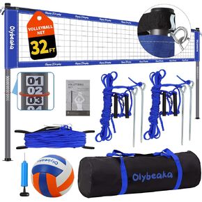 32ft Outdoor Portable Volleyball Net Set for Backyard Beach with Adjustable Heavy Duty Poles, 28-ply Durable Net, PU Volleyball & Pump, Carry Bag in Kuwait