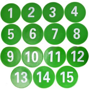 Sports Number Spots Marker 1 to 15 Carpet Number Spot Markers with 5 Bright Color for Soccer Training in Kuwait