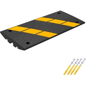 2-حزمة 35.4 "× 15.75" × 2.6 منحدر كبح مطاطي شديد التحمل عتبة الجسر مسارات كبح المنحدرات سعة 22000 رطل منحدر درب للسيارات والشاحنات وسيارات الدفع الرباعي والكراسي المتحركة والمستودعات - منحدرات سيارة سوداء للممر in Kuwait