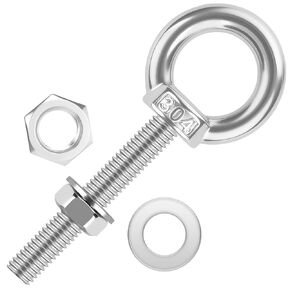 4 Pack M6 x 25mm Stainless Steel Eye Bolts with Nuts & Washers, Lifting Ring Threaded Eyebolt Kit for Swing Board Furniture and DIY (1/4" x 1 inch) in Kuwait