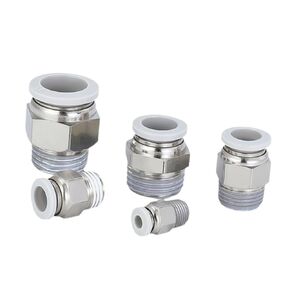 4 قطعة القصبة الهوائية الأبيض الموضوع النحاس النيكل مطلي PC8-02 10-01 اسطوانة إدراج سريع تستقيم مستقيم فوهة الهواء موصل سريع (PC16-02) in Kuwait