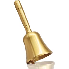 Super Loud Solid Brass Hand Call Bell - Elegant Gold Finish for Weddings, Classroom, Dinner, Meditation & More, Premium Quality Brass with Ergonomic Non-Slip Handle, Clear Resonant Sound in Kuwait